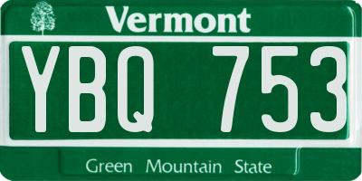 VT license plate YBQ753