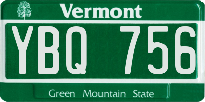VT license plate YBQ756