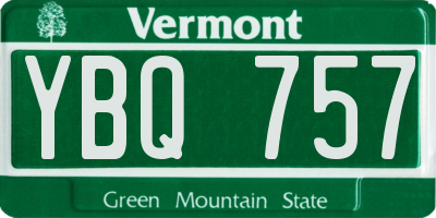 VT license plate YBQ757