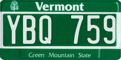 VT license plate YBQ759