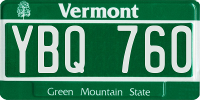 VT license plate YBQ760