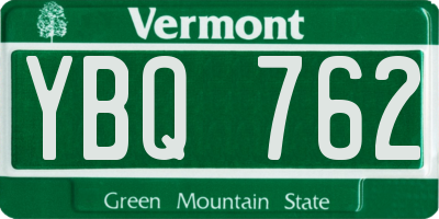 VT license plate YBQ762