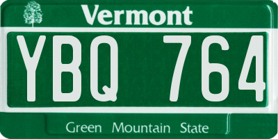 VT license plate YBQ764