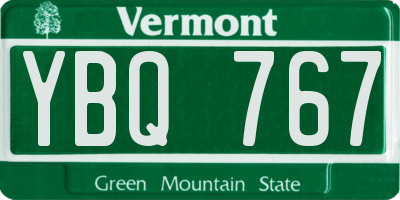 VT license plate YBQ767