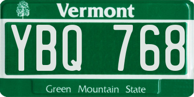 VT license plate YBQ768