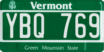 VT license plate YBQ769