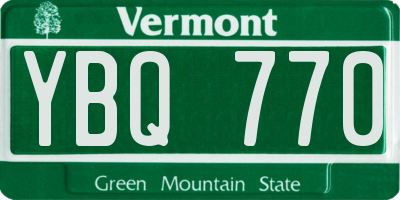 VT license plate YBQ770