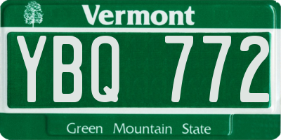 VT license plate YBQ772