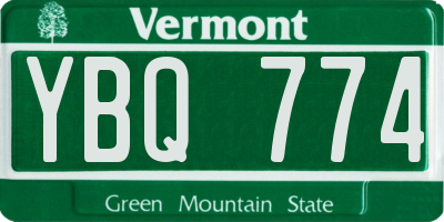 VT license plate YBQ774