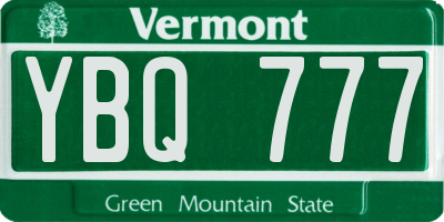 VT license plate YBQ777