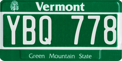 VT license plate YBQ778