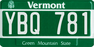 VT license plate YBQ781