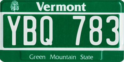 VT license plate YBQ783