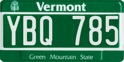 VT license plate YBQ785