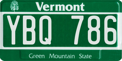 VT license plate YBQ786