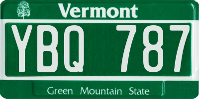 VT license plate YBQ787
