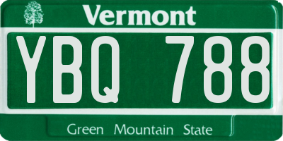 VT license plate YBQ788