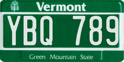VT license plate YBQ789