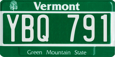 VT license plate YBQ791