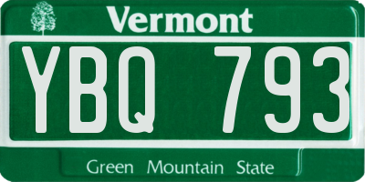 VT license plate YBQ793