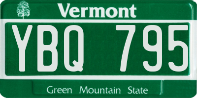 VT license plate YBQ795