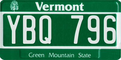 VT license plate YBQ796