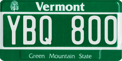 VT license plate YBQ800