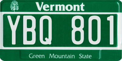 VT license plate YBQ801