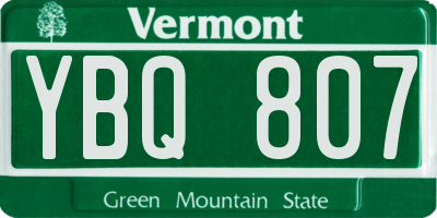 VT license plate YBQ807