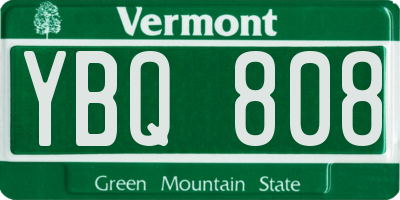 VT license plate YBQ808