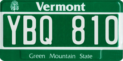 VT license plate YBQ810