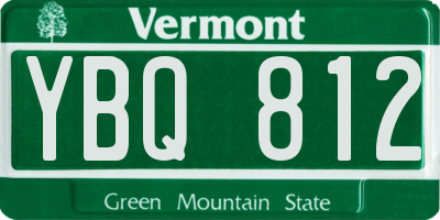 VT license plate YBQ812