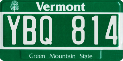 VT license plate YBQ814