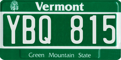 VT license plate YBQ815
