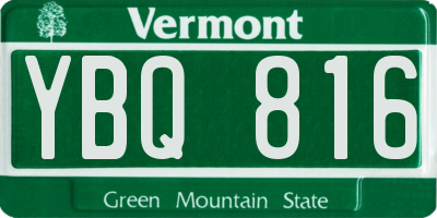 VT license plate YBQ816