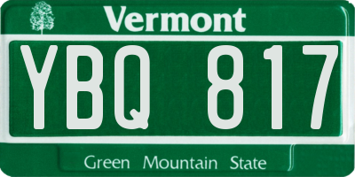 VT license plate YBQ817