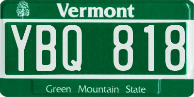 VT license plate YBQ818