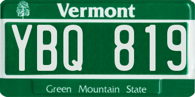 VT license plate YBQ819