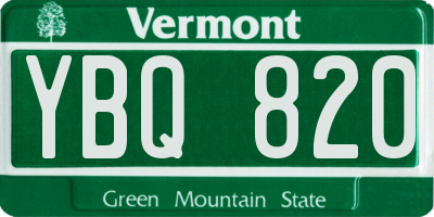 VT license plate YBQ820
