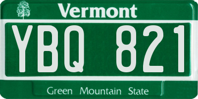 VT license plate YBQ821