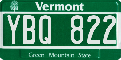 VT license plate YBQ822