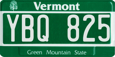 VT license plate YBQ825
