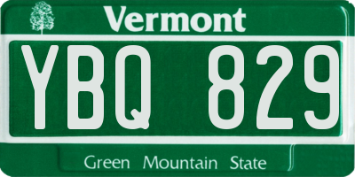 VT license plate YBQ829