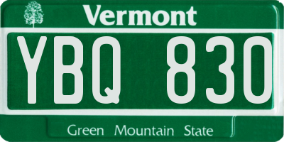 VT license plate YBQ830