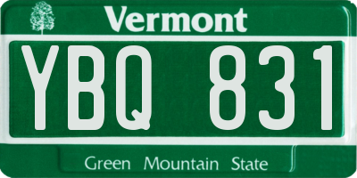 VT license plate YBQ831