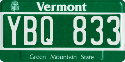 VT license plate YBQ833