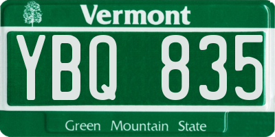 VT license plate YBQ835