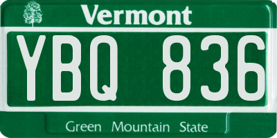 VT license plate YBQ836