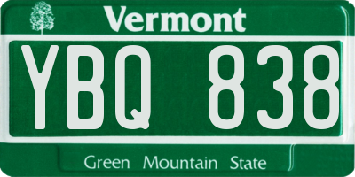 VT license plate YBQ838