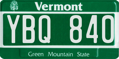 VT license plate YBQ840